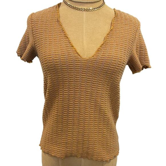 ZARA Collection Gold  Silver Shimmer Knit Top S - Picture 1 of 9